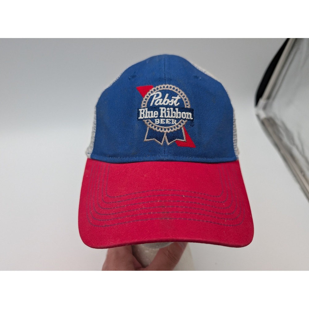 Pabst Blue Ribbon Beer Trucker Hat Cap America Blue Red White Snapback Mesh
